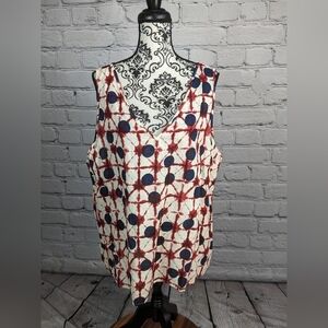 simple Suzanne Betro women's geo print NWT popover tank top plus sz 4x BBIN